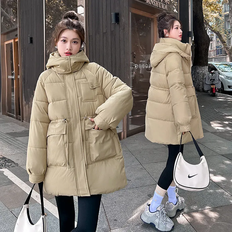 Thickened Quilted Hip-length Relaxed-fit Puffer Jacket