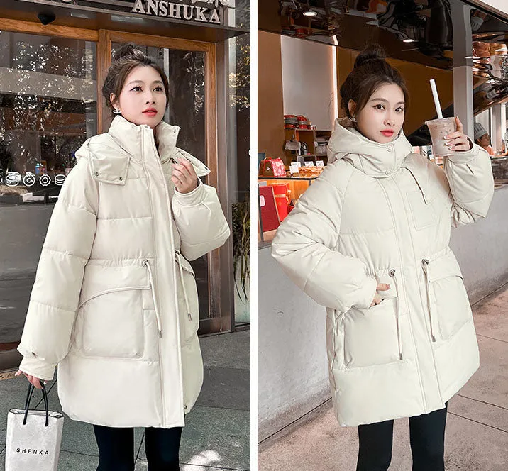 Thickened Quilted Hip-length Relaxed-fit Puffer Jacket