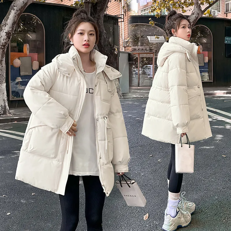 Thickened Quilted Hip-length Relaxed-fit Puffer Jacket