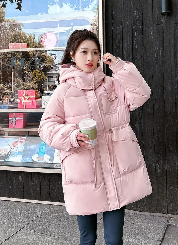 Thickened Quilted Hip-length Relaxed-fit Puffer Jacket