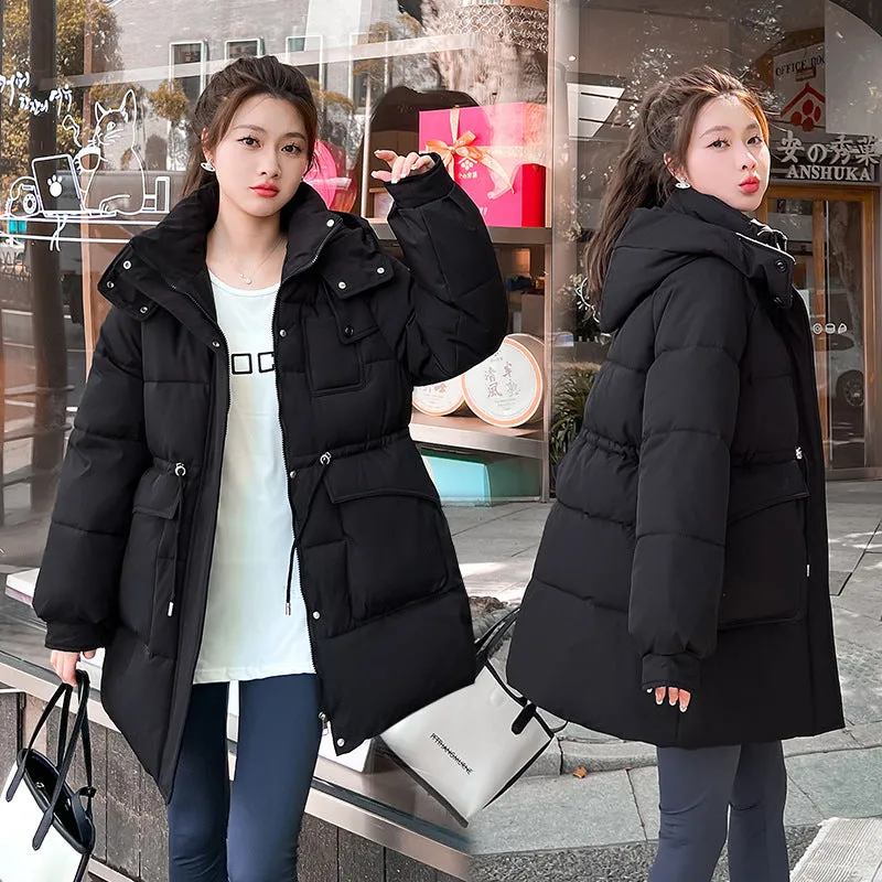 Thickened Quilted Hip-length Relaxed-fit Puffer Jacket
