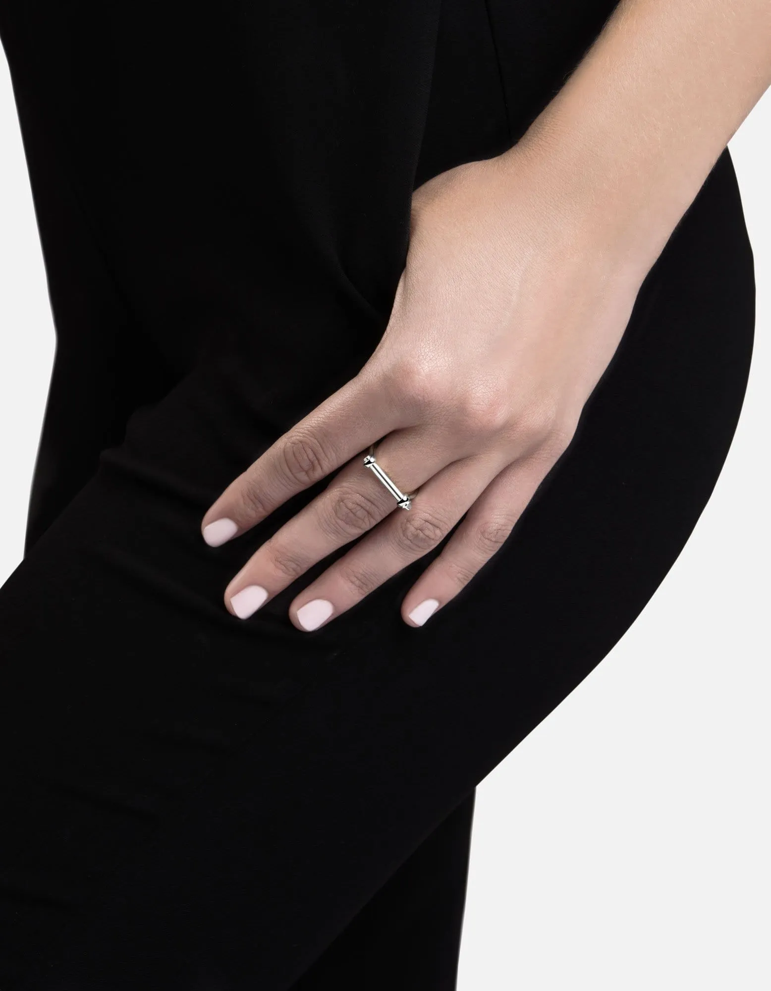 Thin Screw Cuff Ring, Sterling Silver