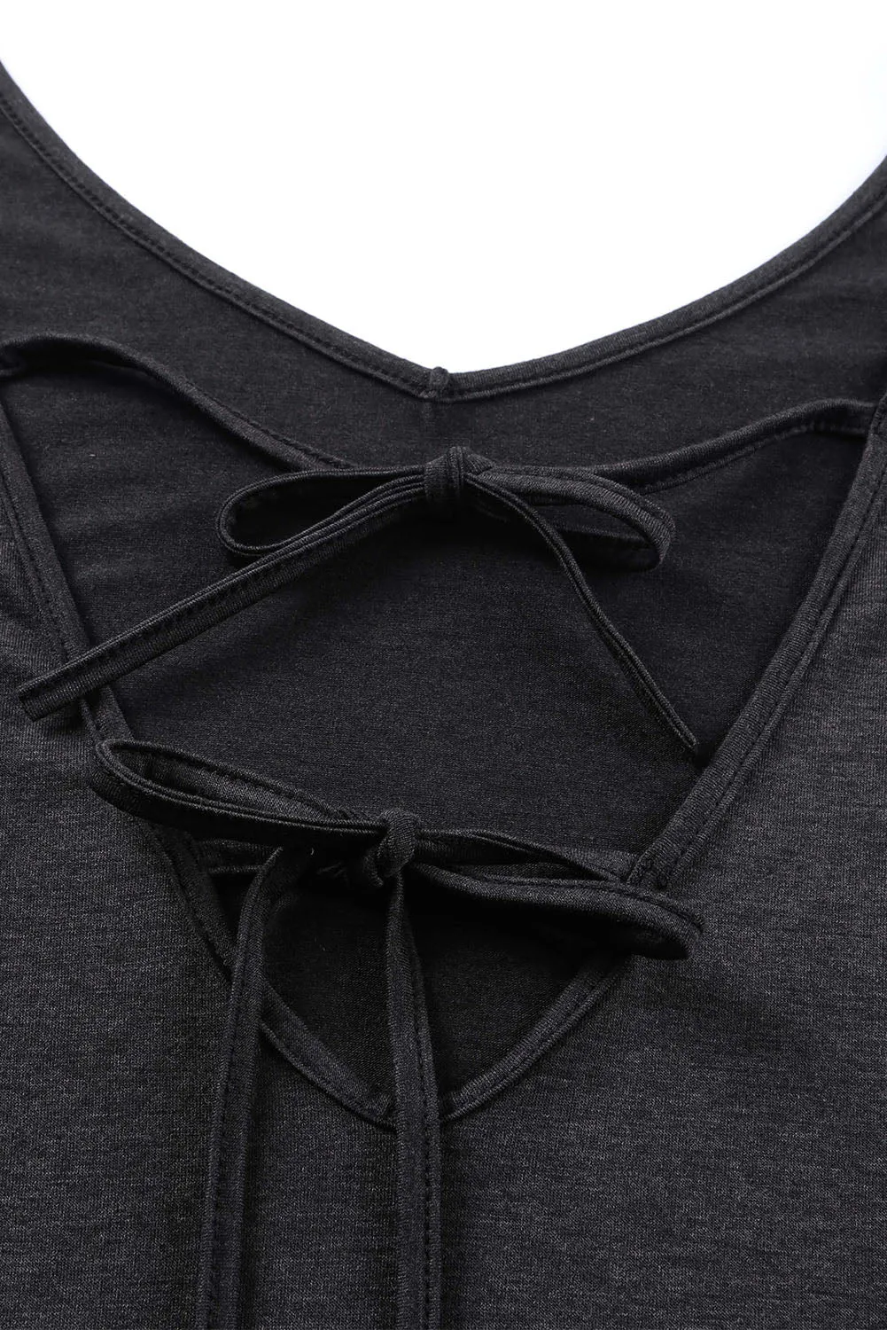 Tie Plunging Back Dolman Sleeve Oversize Top
