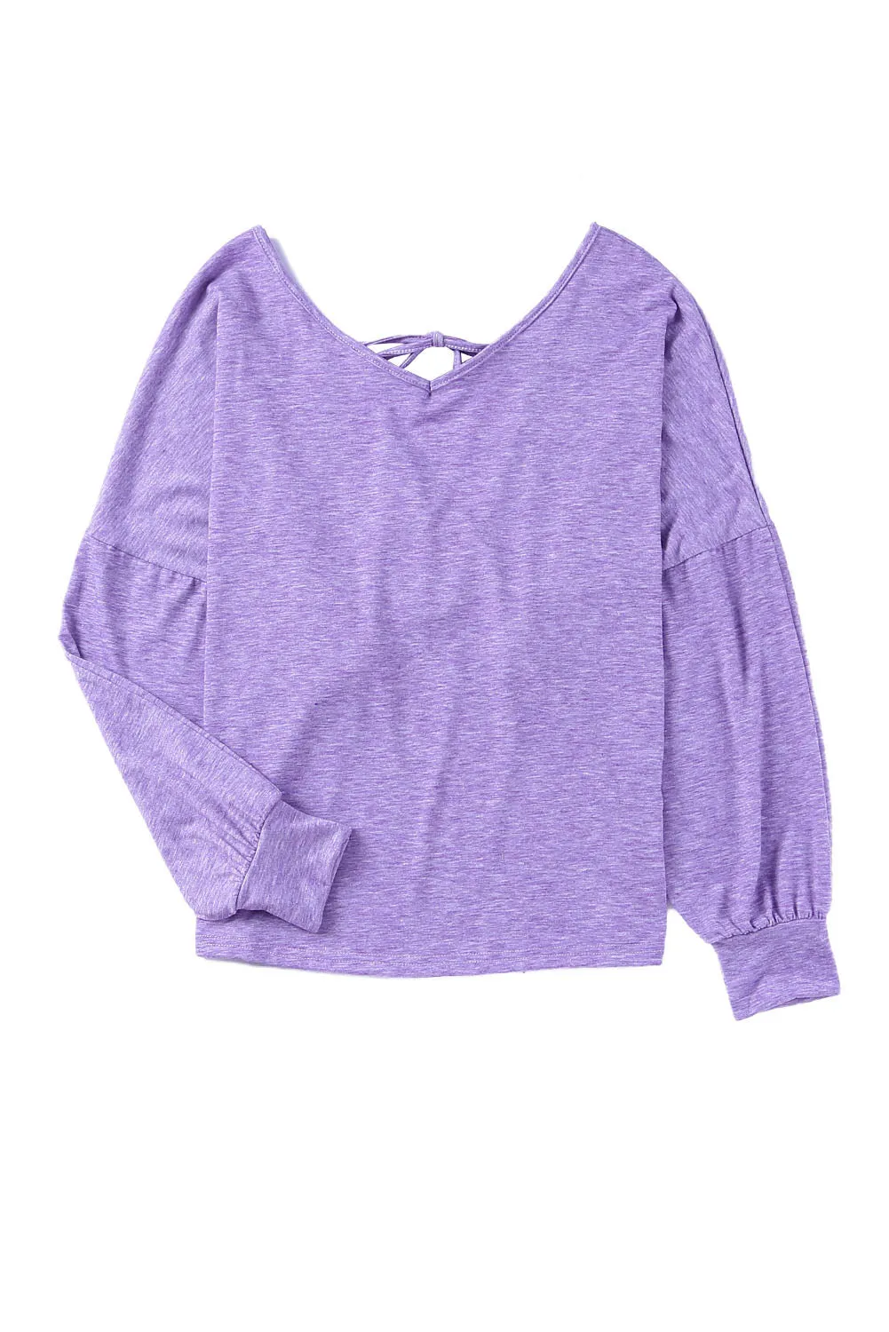 Tie Plunging Back Dolman Sleeve Oversize Top