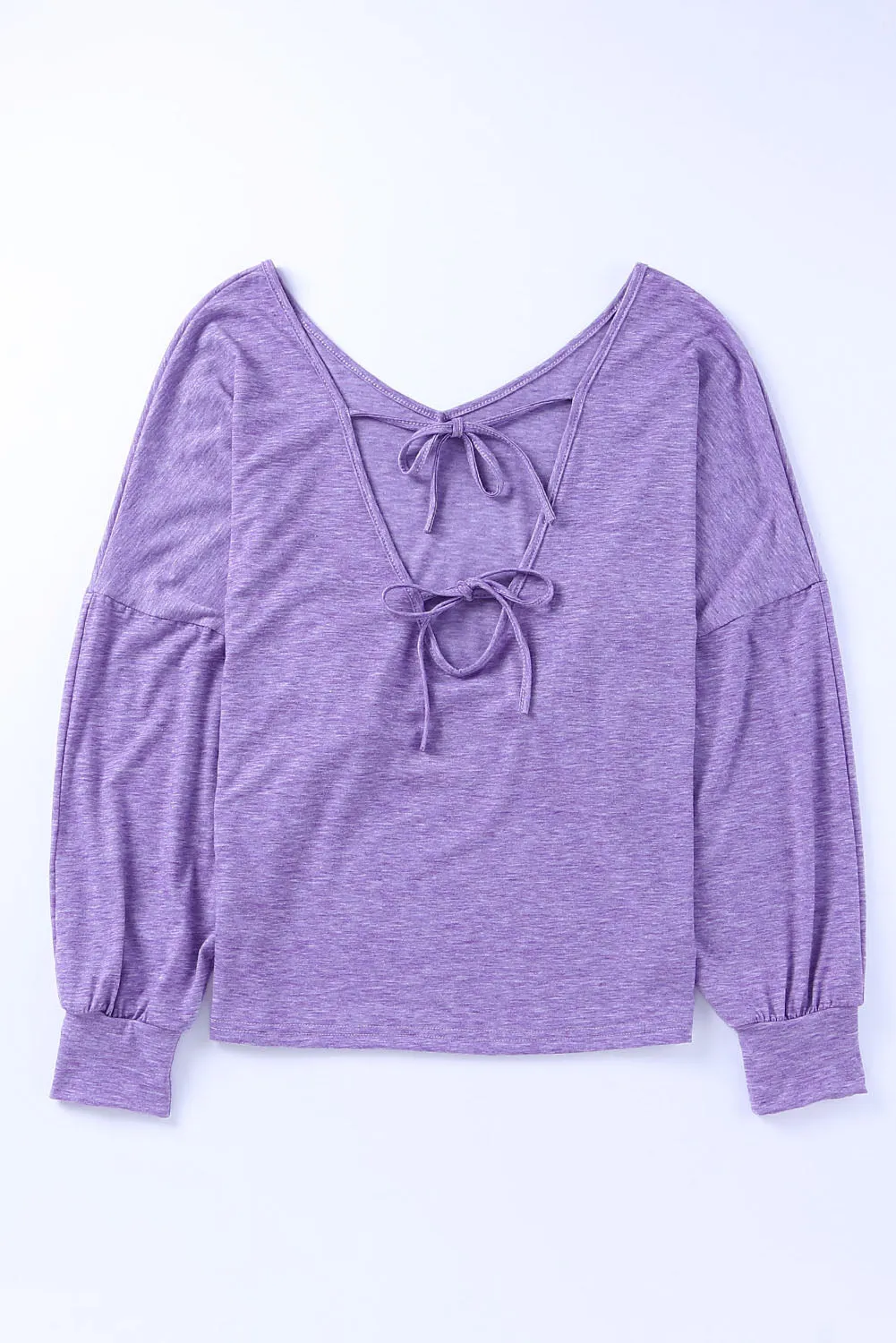 Tie Plunging Back Dolman Sleeve Oversize Top