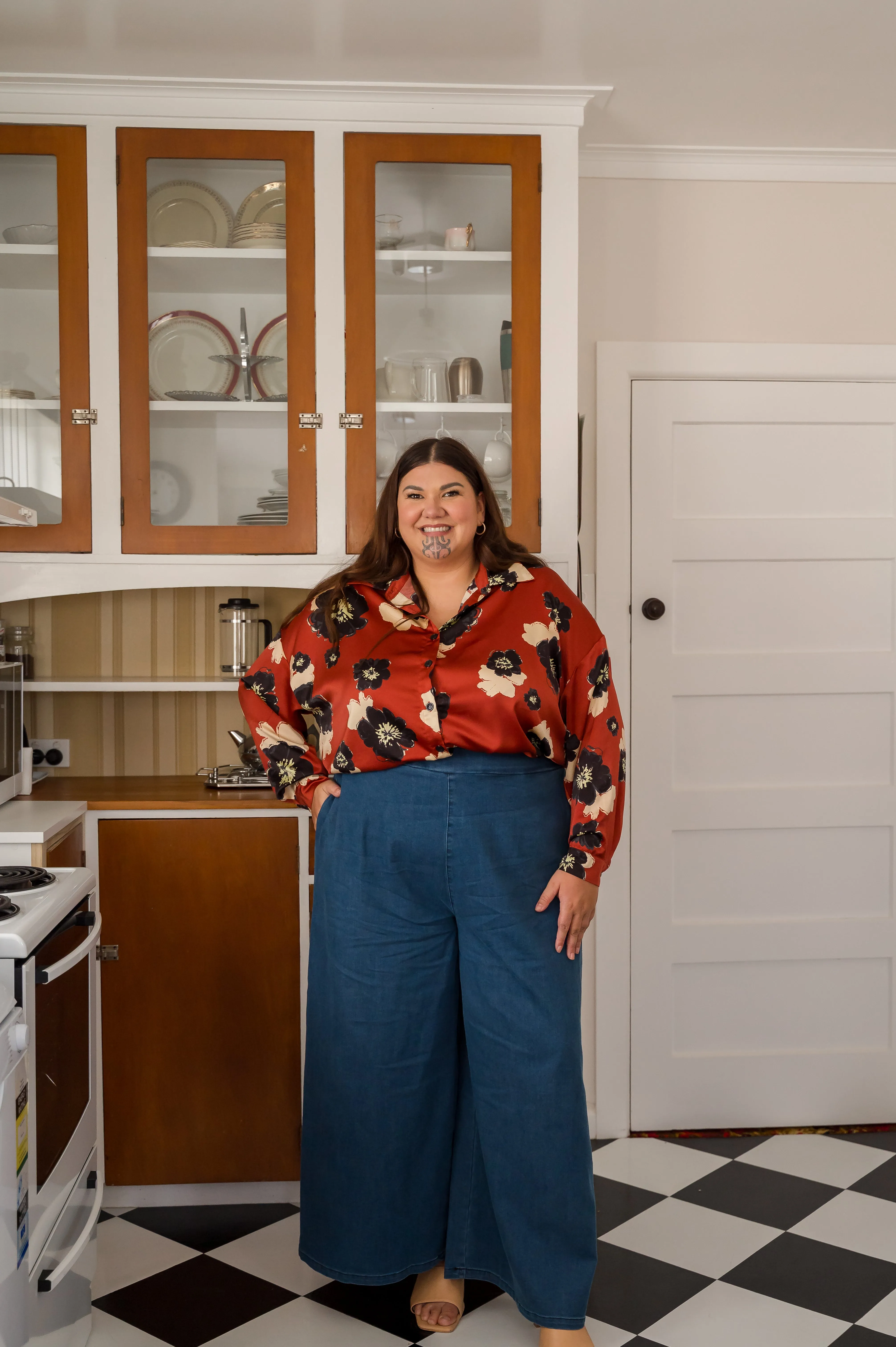 Tina Shirt - Burgandy floral