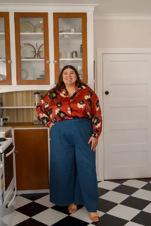 Tina Shirt - Burgandy floral
