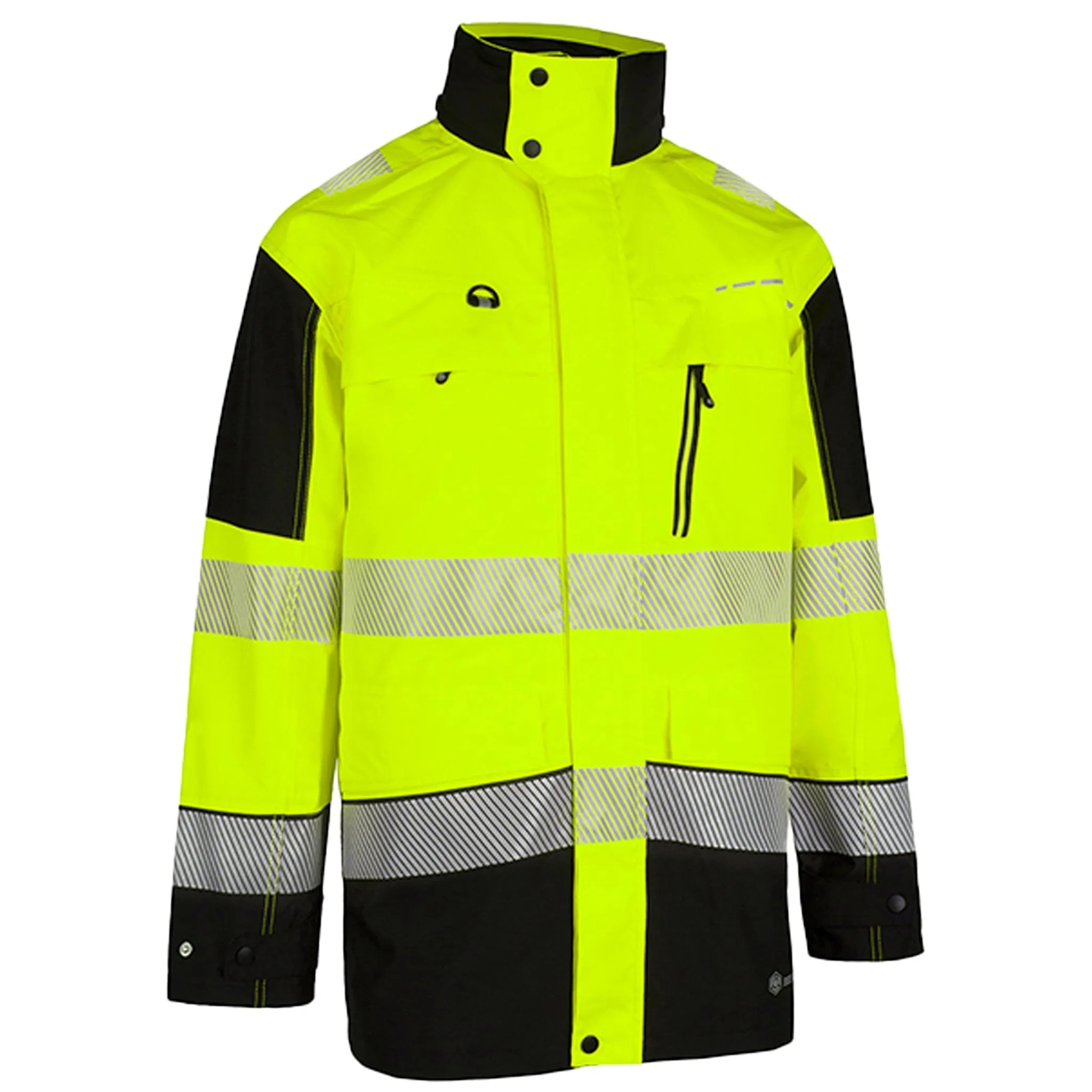 Two-tone Ripstop Breathable And Waterproof Rail Jacket - Saturn Yellow/Navy Blue