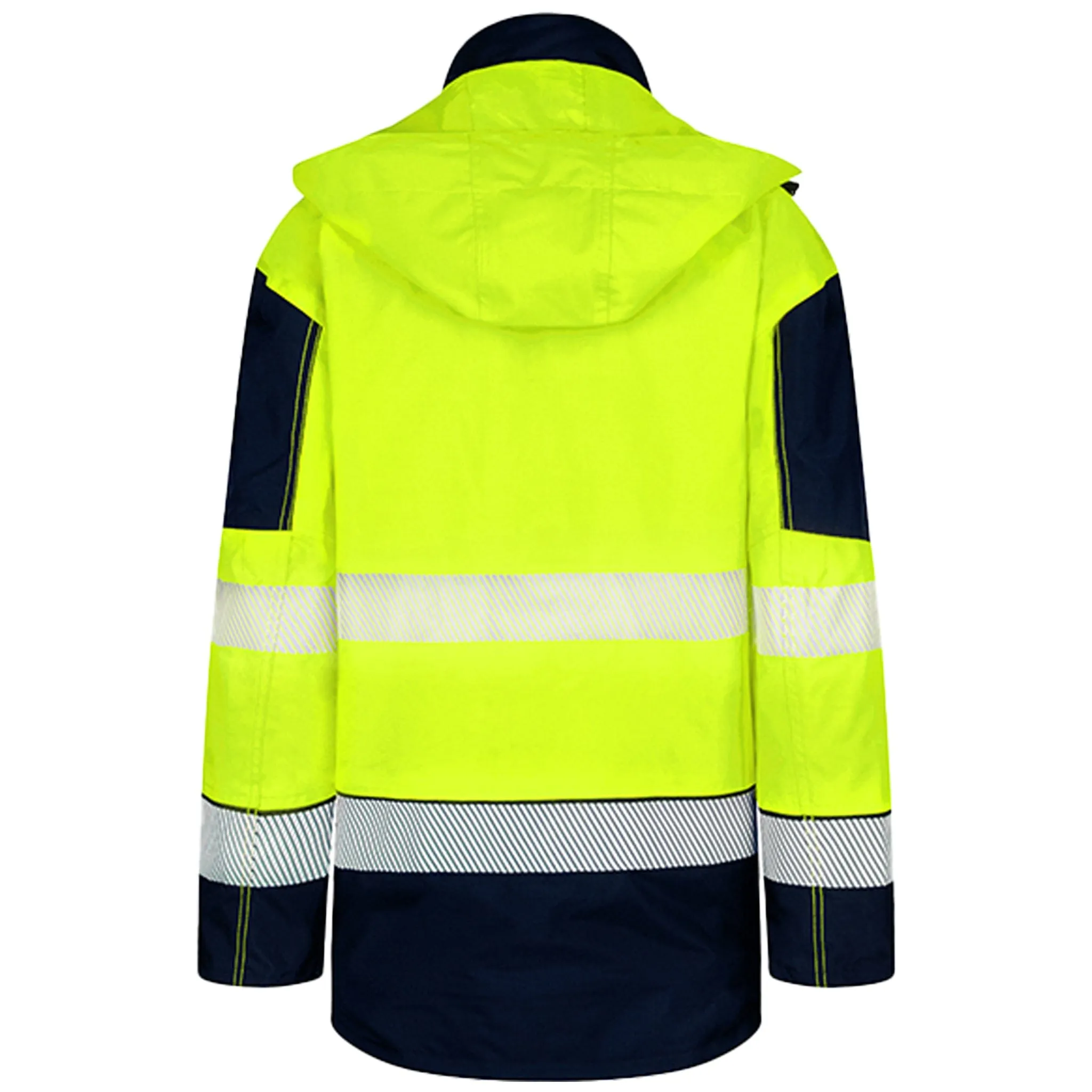 Two-tone Ripstop Breathable And Waterproof Rail Jacket - Saturn Yellow/Navy Blue