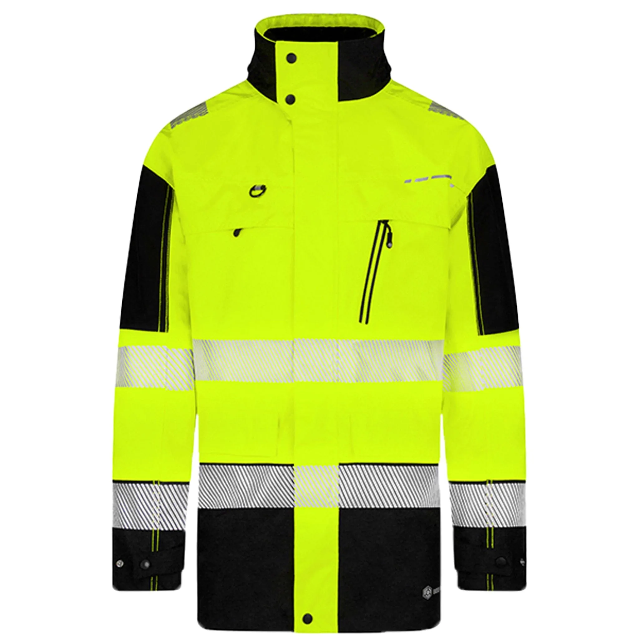 Two-tone Ripstop Breathable And Waterproof Rail Jacket - Saturn Yellow/Navy Blue