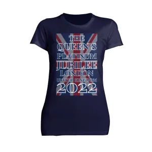 UA Queen's Platinum Jubilee London UK Flag Women's T-shirt (Navy)