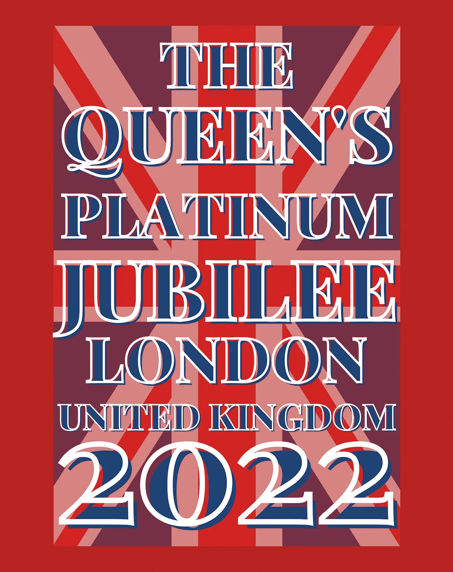 UA Queen's Platinum Jubilee London UK Flag Women's T-shirt (Red)