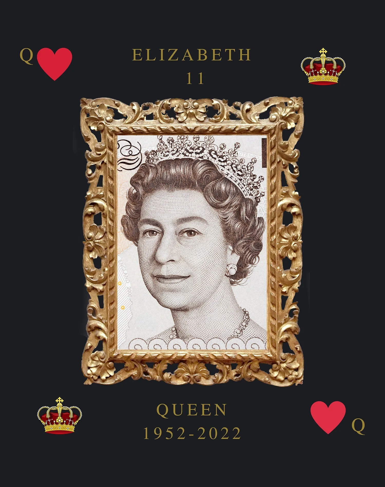 UA Queen's Platinum Jubilee Queen Of Heart's Women's T-shirt (Black)