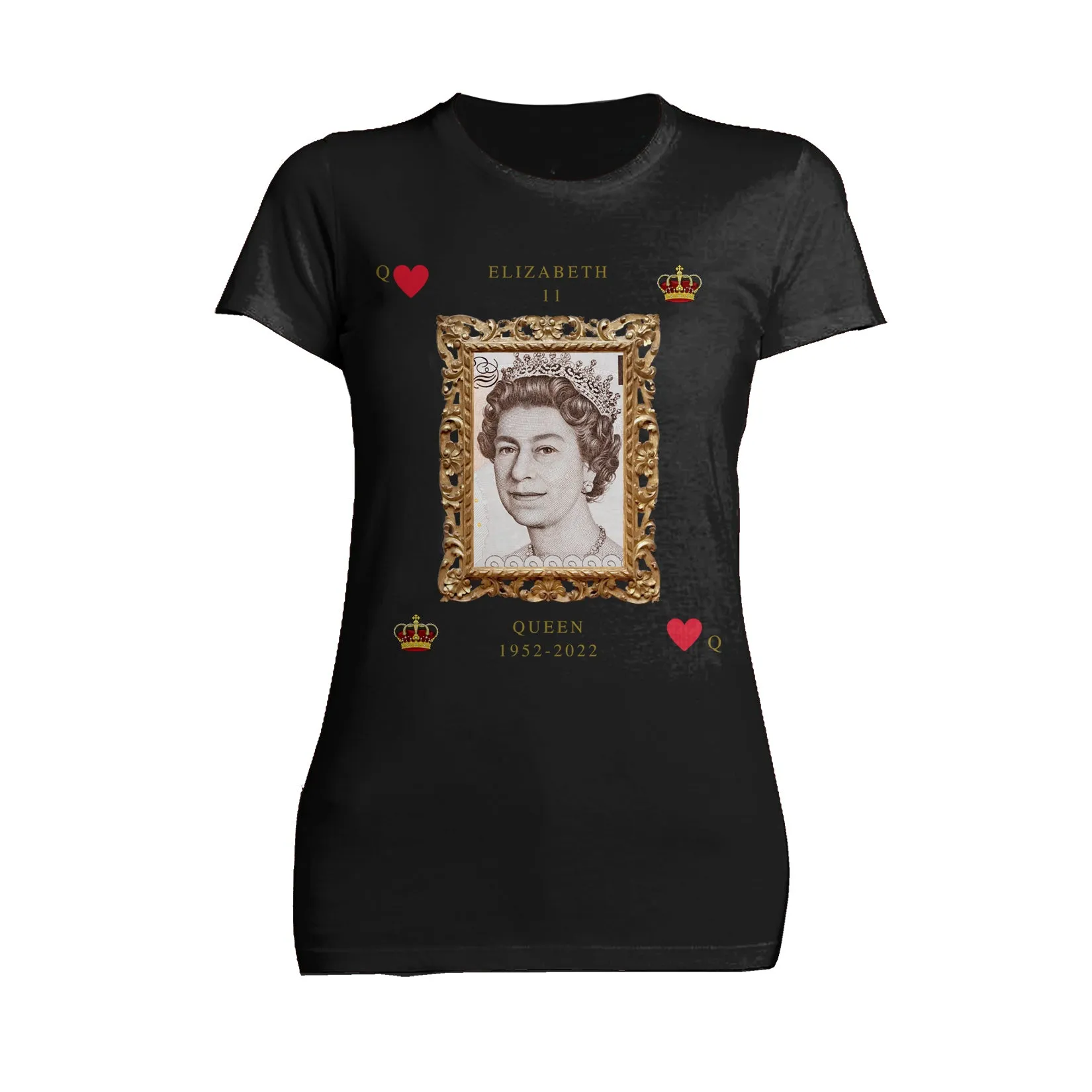 UA Queen's Platinum Jubilee Queen Of Heart's Women's T-shirt (Black)