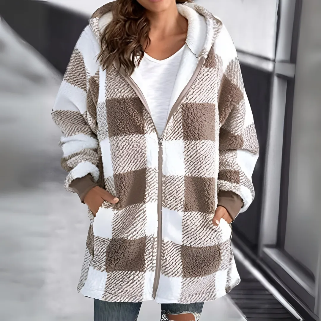Violet - Plaid Zip-Up Jacket
