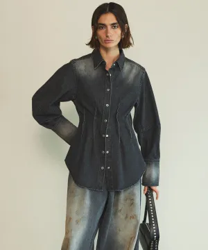 Waist Sharp Denim Shirt
