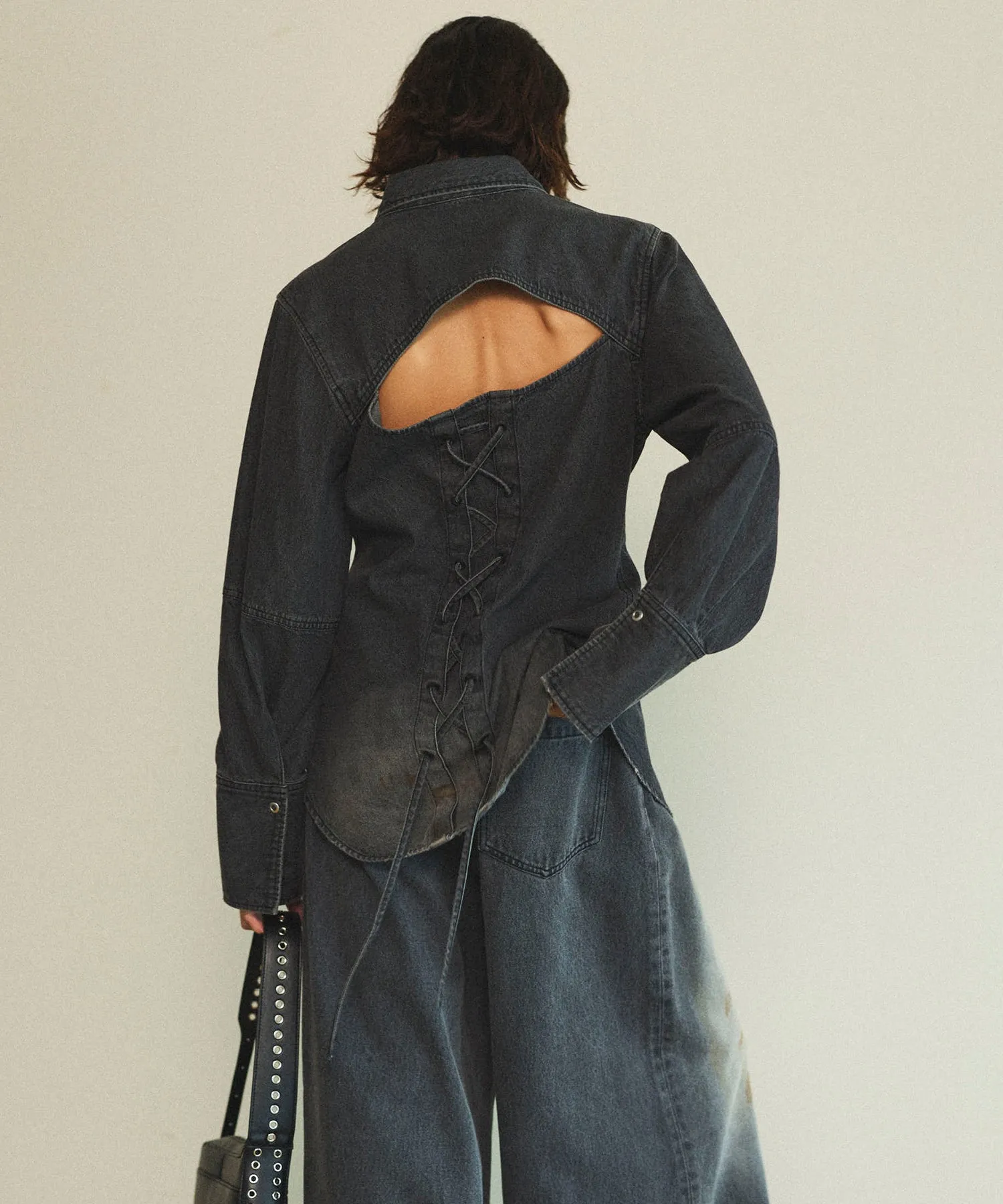Waist Sharp Denim Shirt