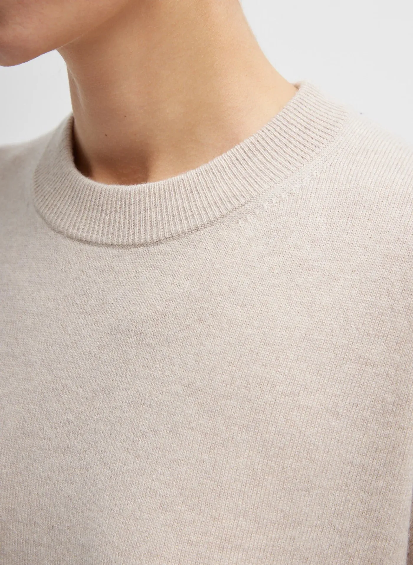 Washable Cashmere Oversized Easy T-Shirt Oatmeal