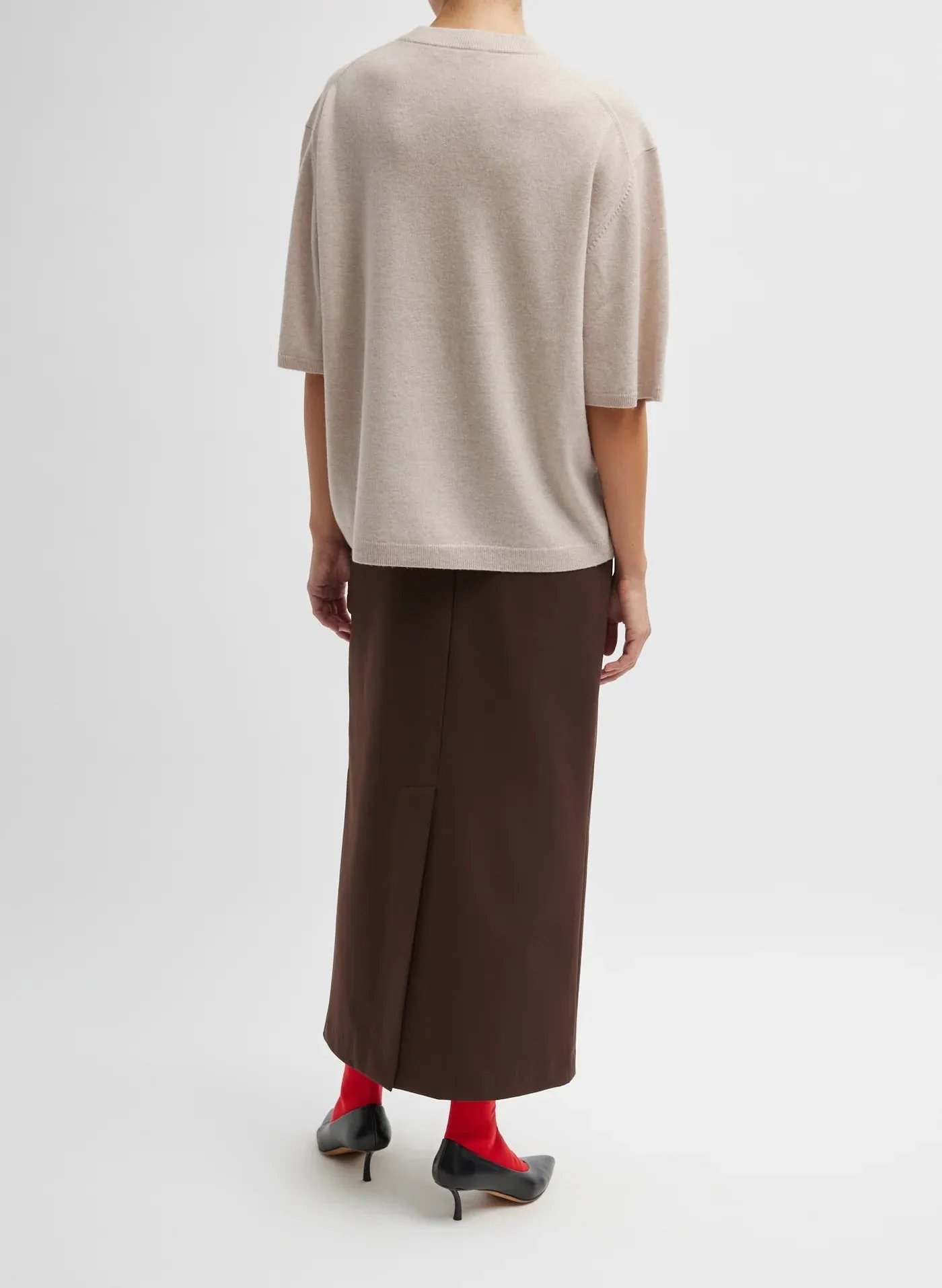 Washable Cashmere Oversized Easy T-Shirt Oatmeal