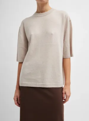 Washable Cashmere Oversized Easy T-Shirt Oatmeal