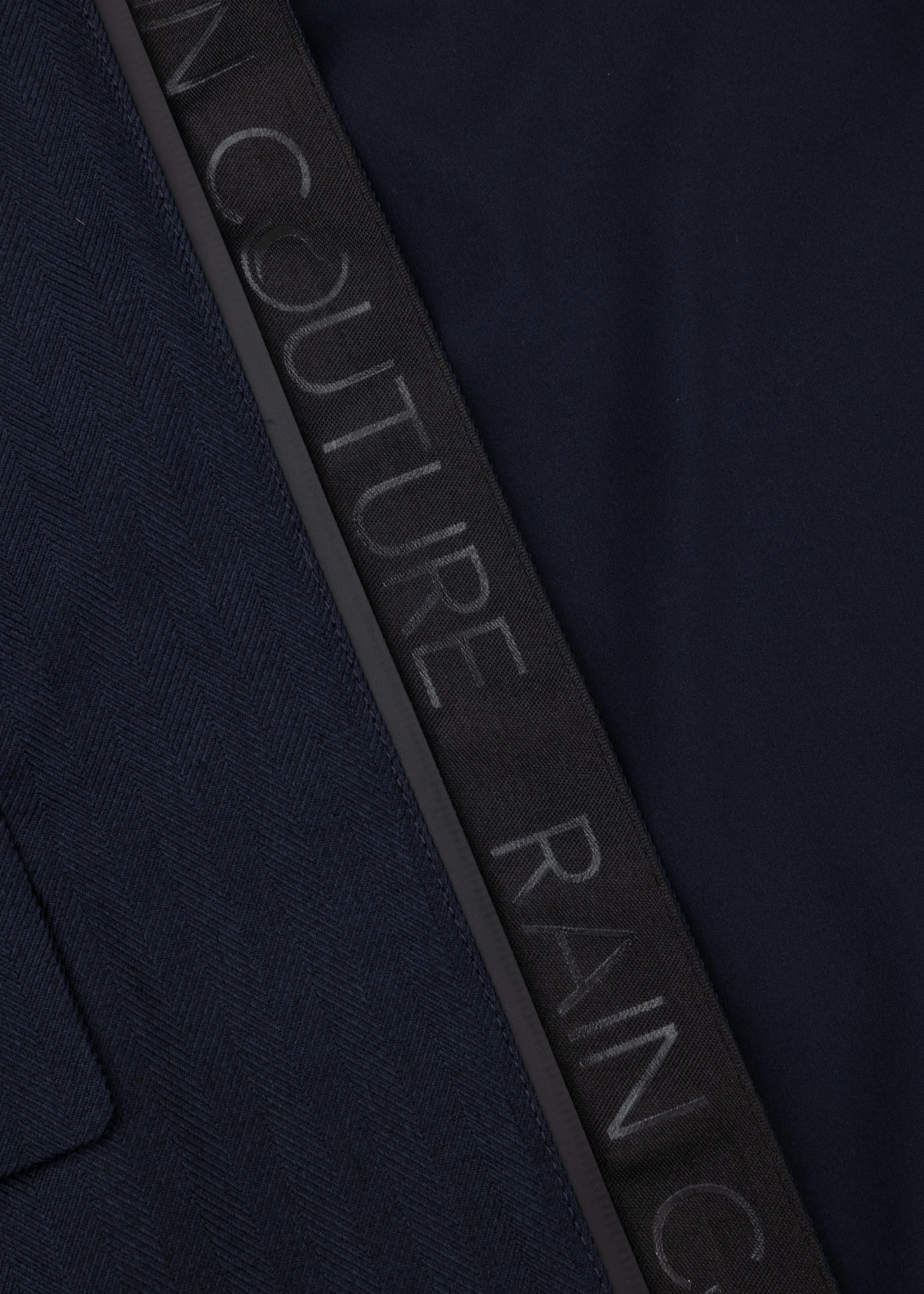 Waterproof Relaxed Fit Short Jacket  | Navy Herringbone