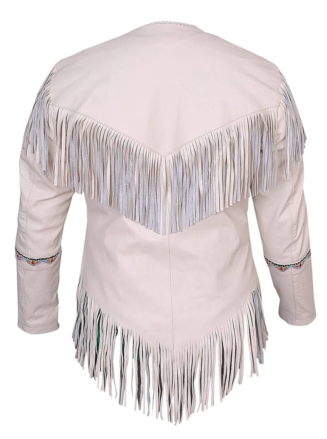 Western Fringe Beige Leather Jacket for Women Cowgirl WFJ228