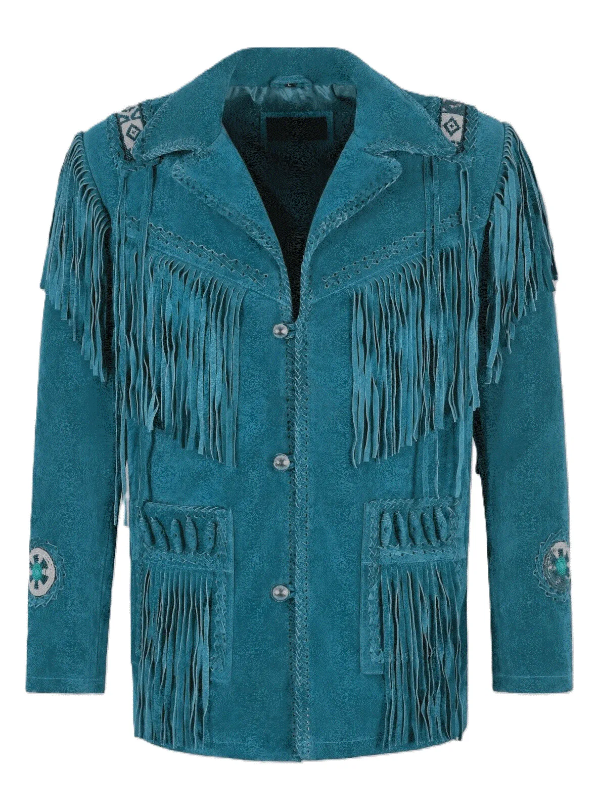 Western Fringe Golden Brown Suede Leather Jacket for Men MWJ791