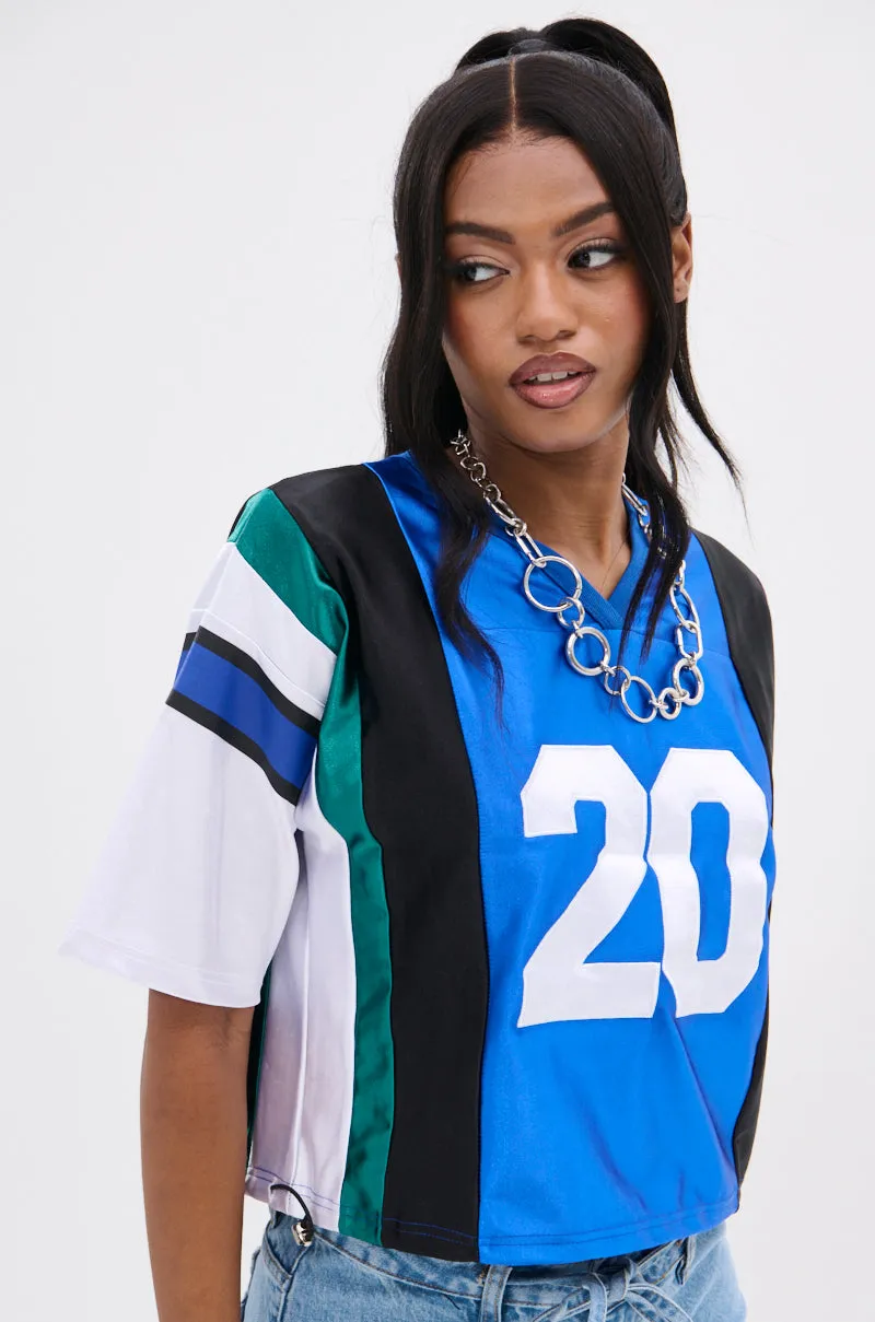 WHAT YOU WORKIN' WITH PATCHWORK JERSEY TOP