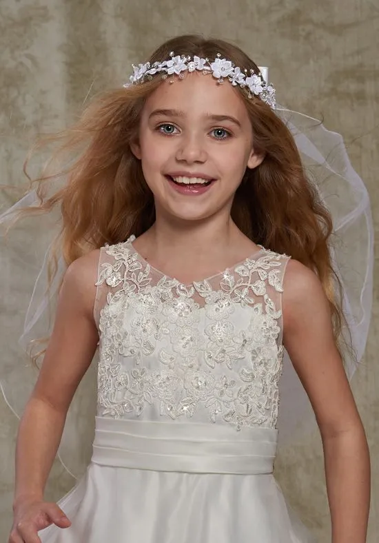 White applique Sleeveless Tutu Elegant princess dress, flower girl dresses, FG0119