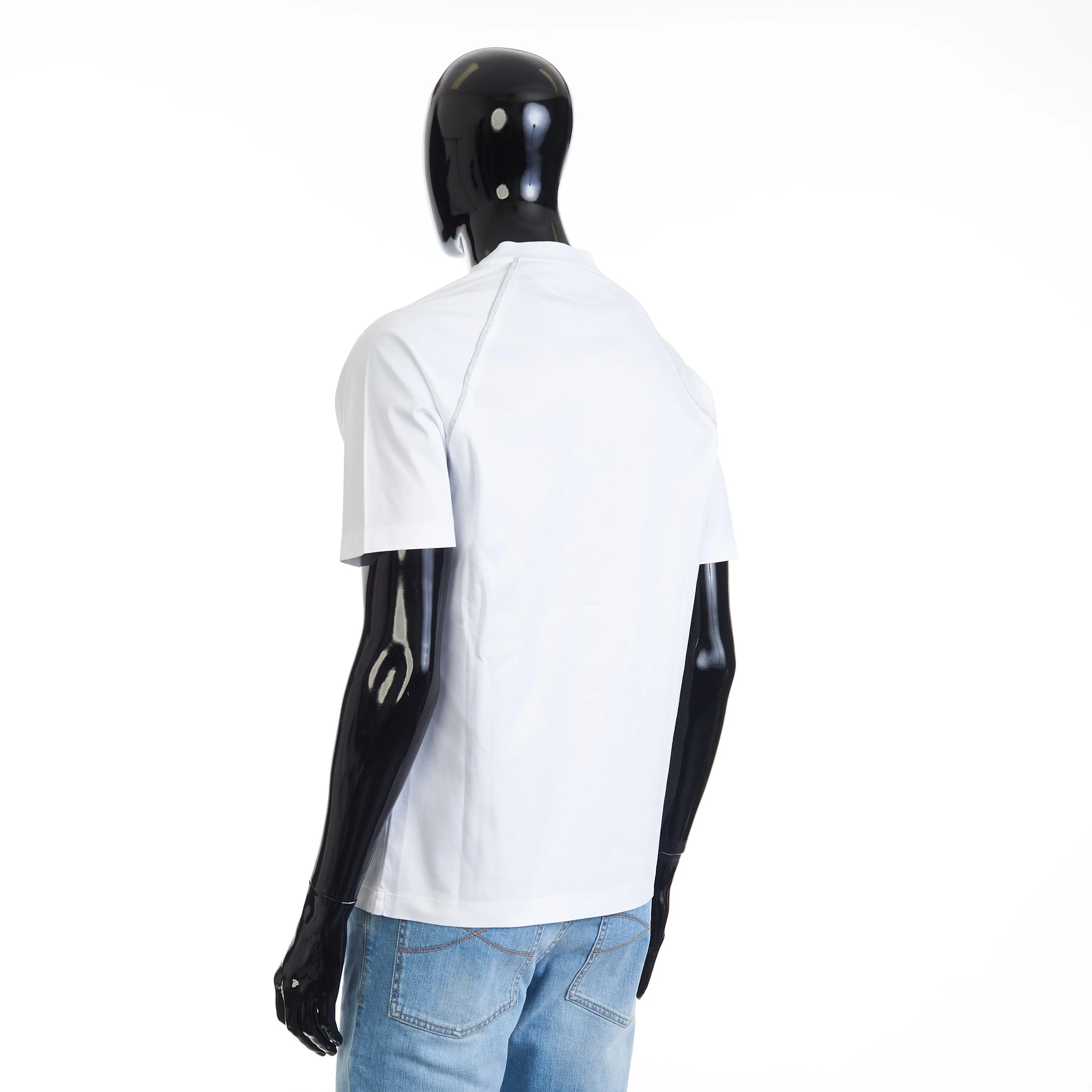 White Cotton T-Shirt - Shortsleeve, Texture Logo