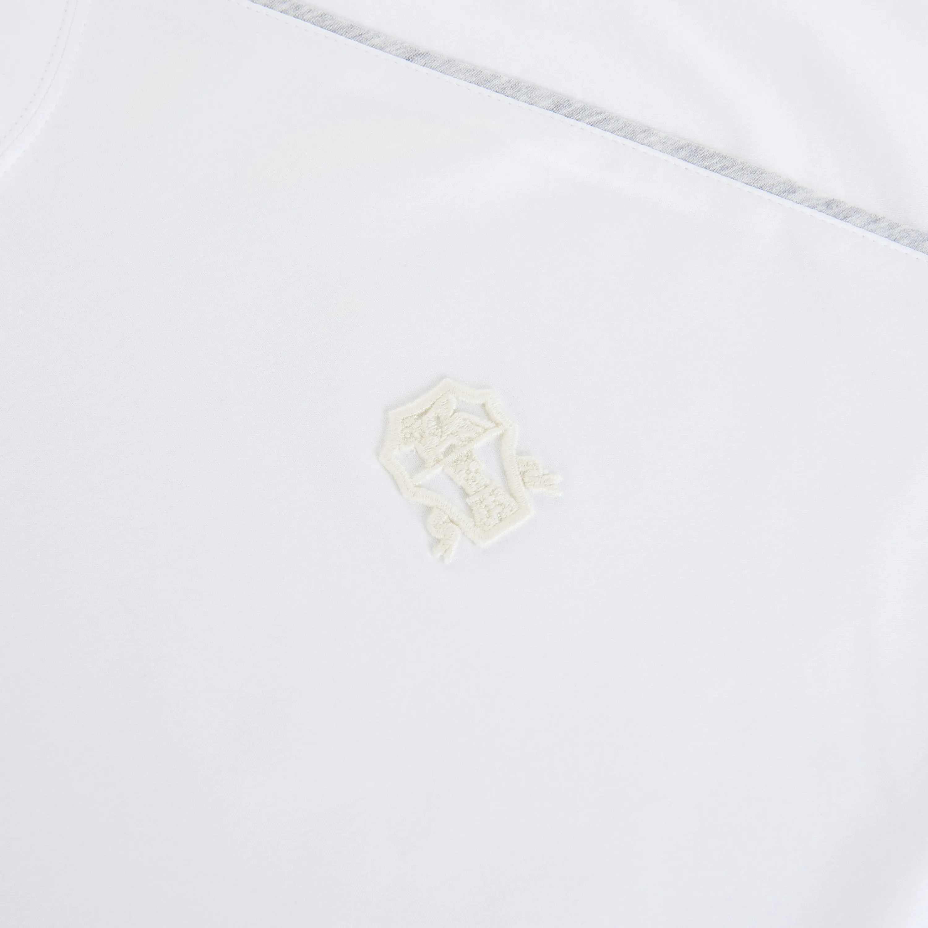 White Cotton T-Shirt - Shortsleeve, Texture Logo