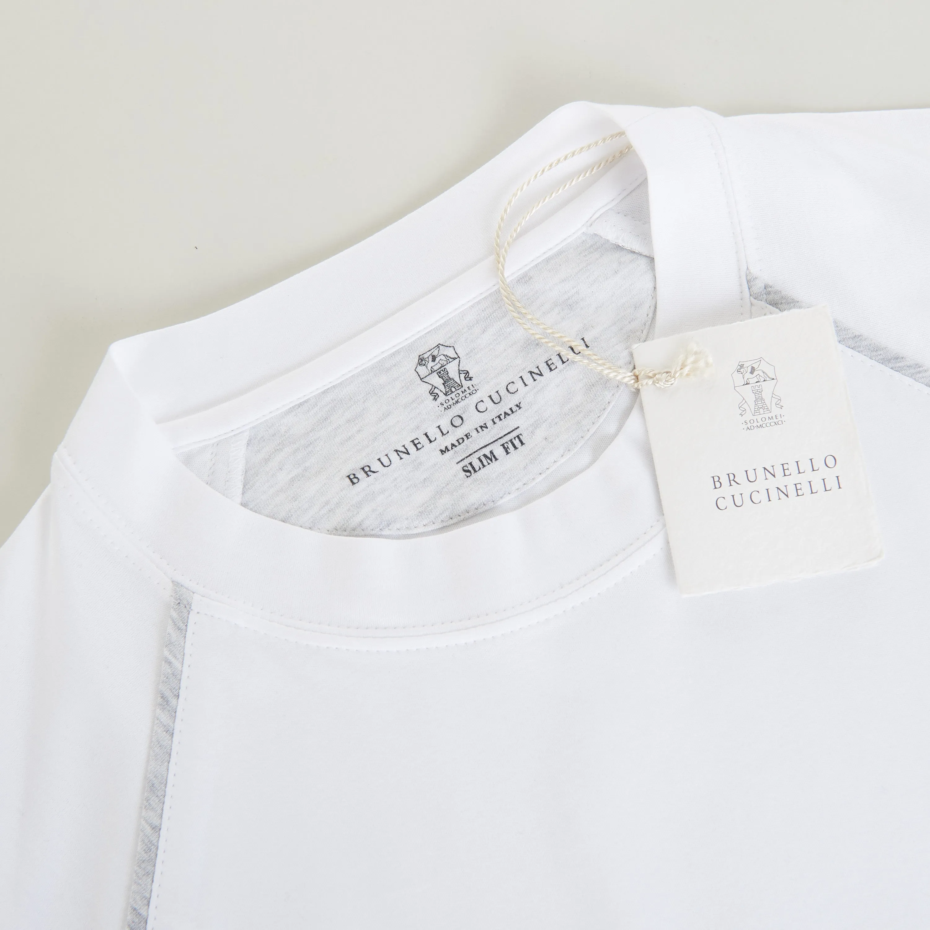 White Cotton T-Shirt - Shortsleeve, Texture Logo