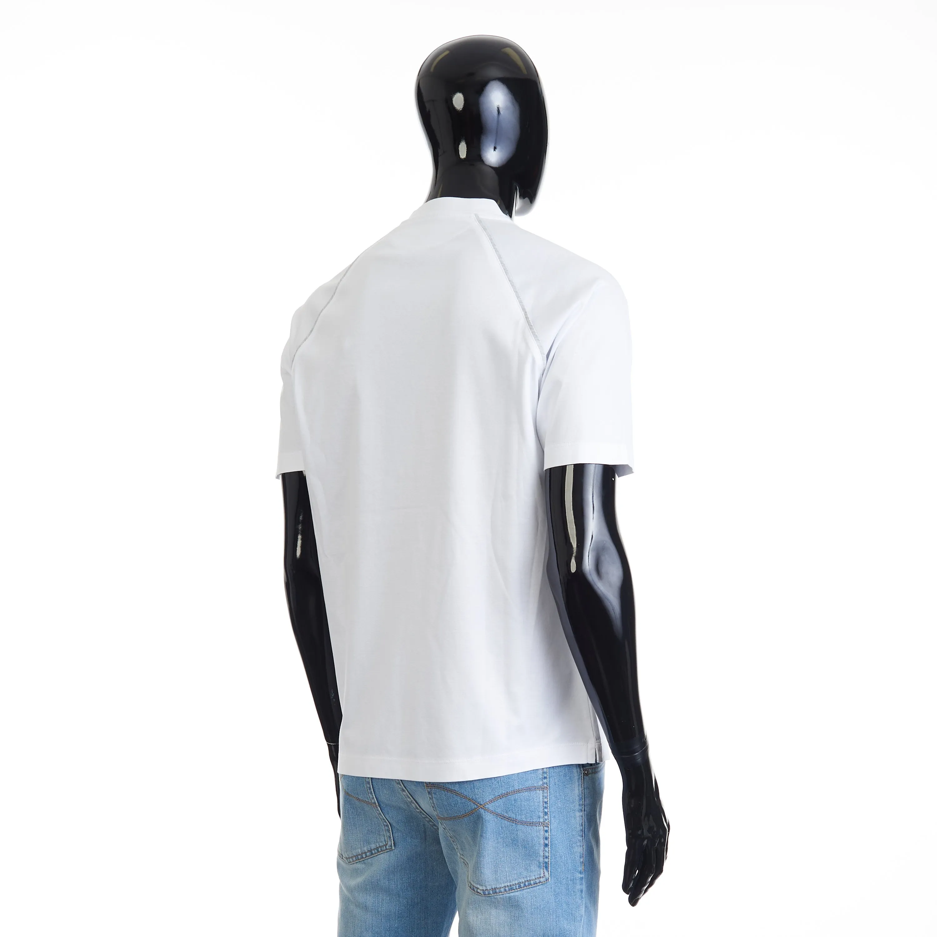 White Cotton T-Shirt - Shortsleeve, Texture Logo