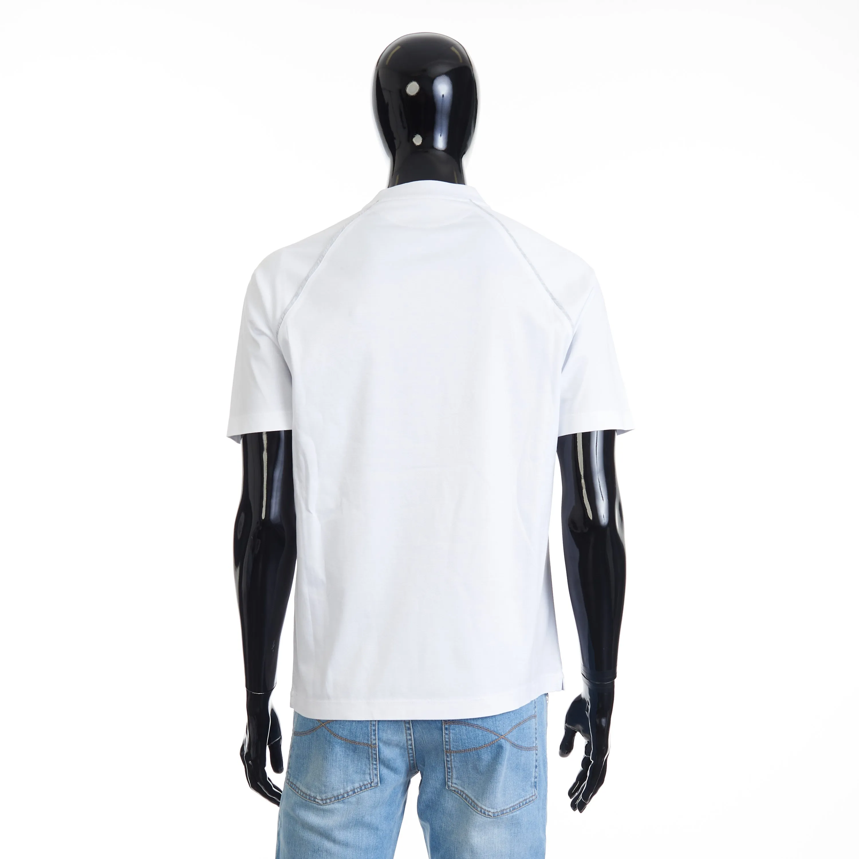 White Cotton T-Shirt - Shortsleeve, Texture Logo