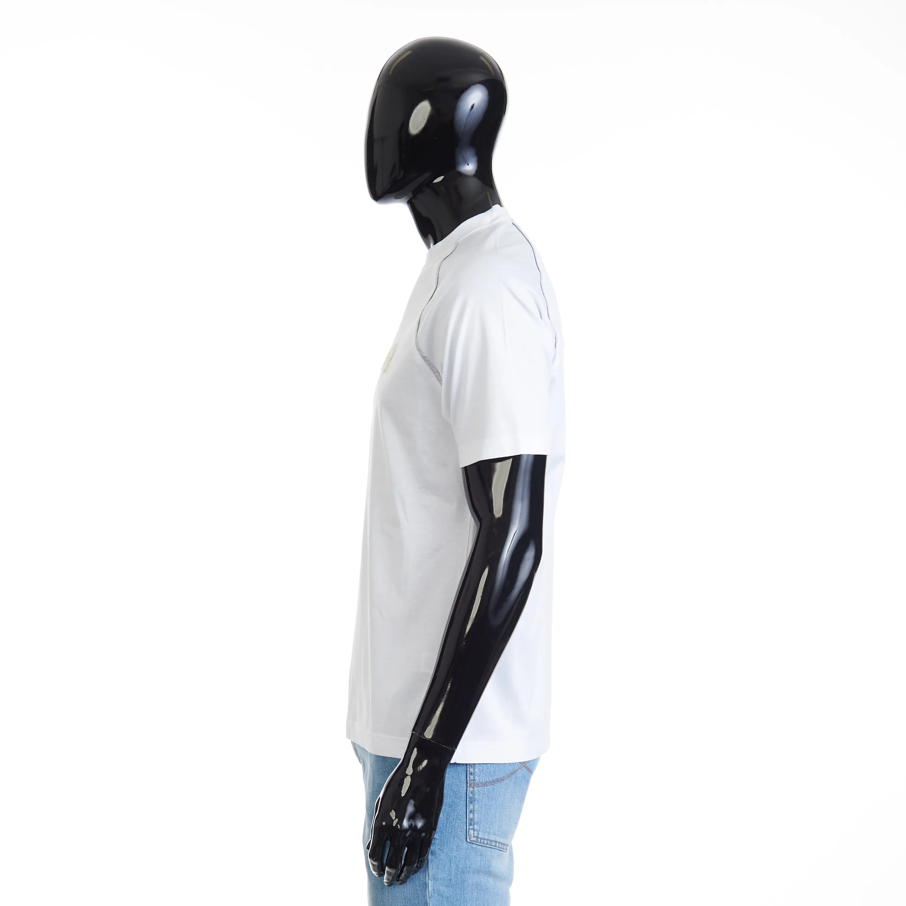 White Cotton T-Shirt - Shortsleeve, Texture Logo