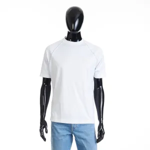 White Cotton T-Shirt - Shortsleeve, Texture Logo