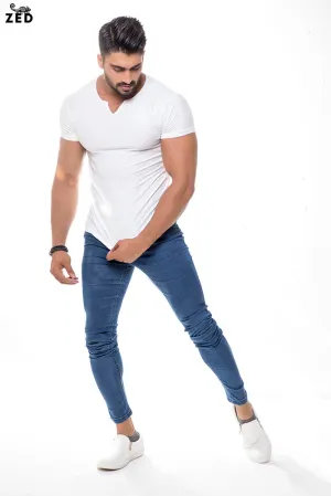 White Notch Neck With Lycra