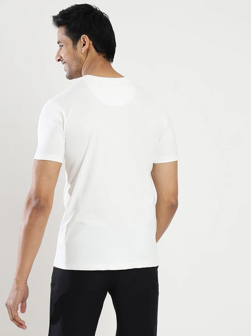 White Printed Slim Fit T-Shirt | Greenfibre