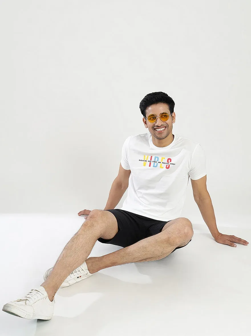 White Printed Slim Fit T-Shirt | Greenfibre