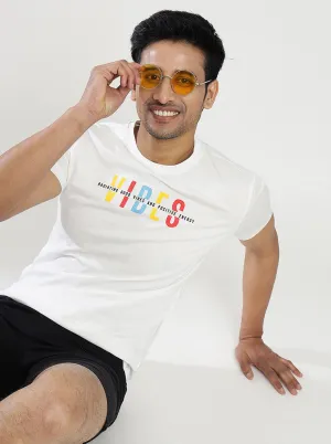 White Printed Slim Fit T-Shirt | Greenfibre