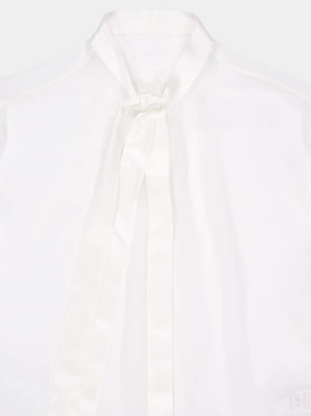 White Silk Chiffon Bow-Tie Shirt