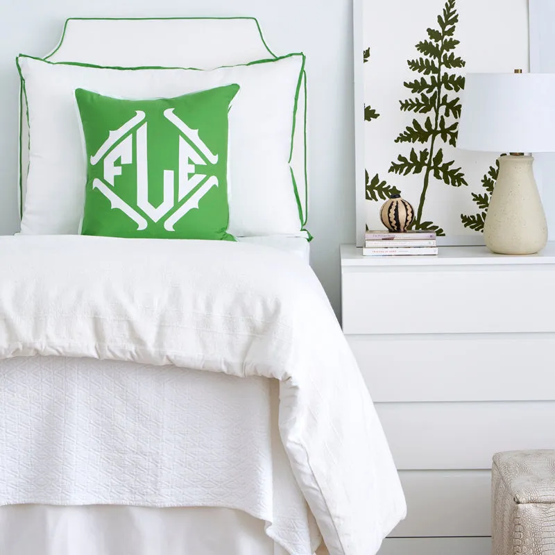 White with Botanical Flange Oversized Pillow
