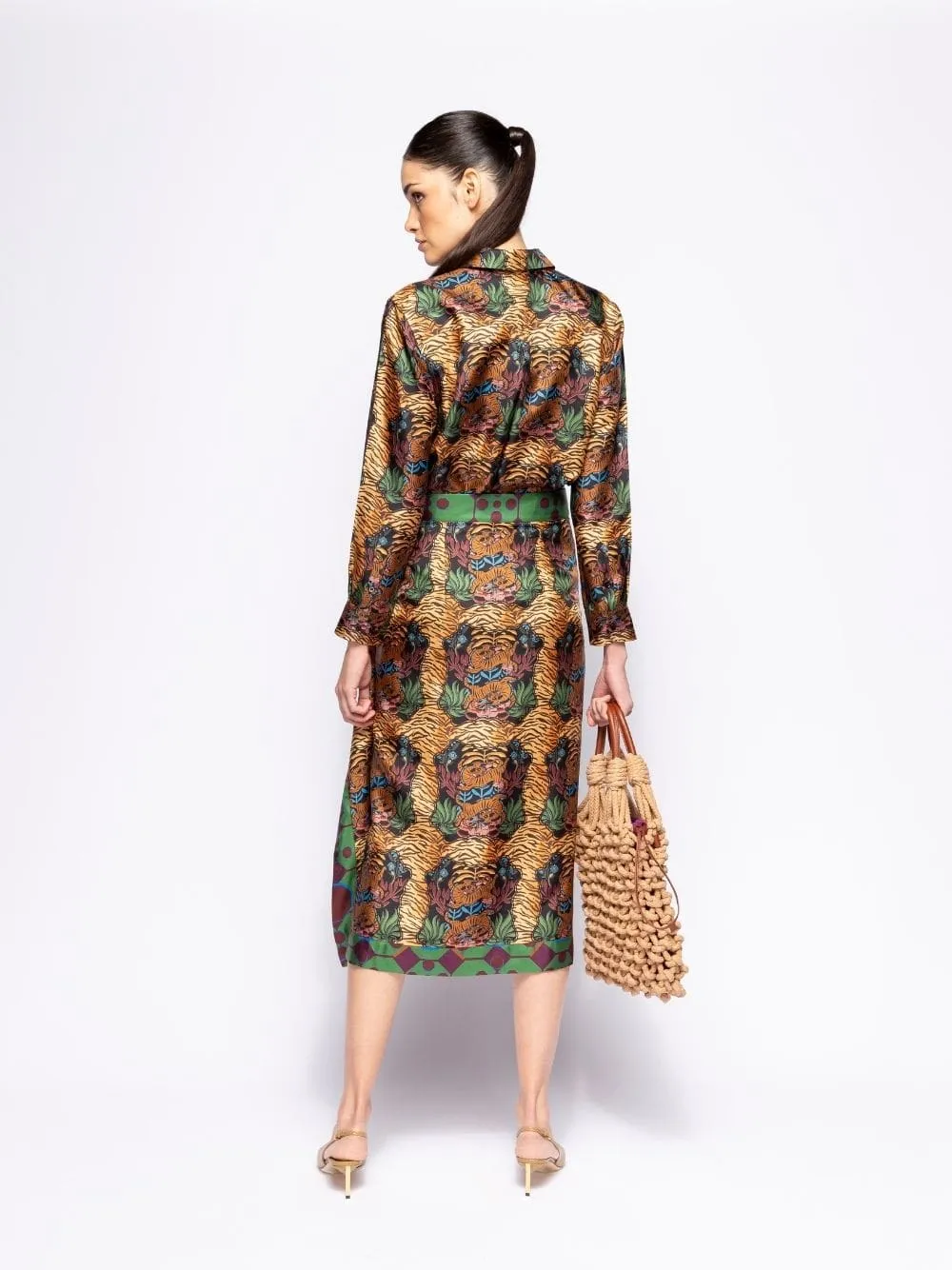 Wisteria Dreamframe Print Wrap Skirt in Double Printed Silk Twill