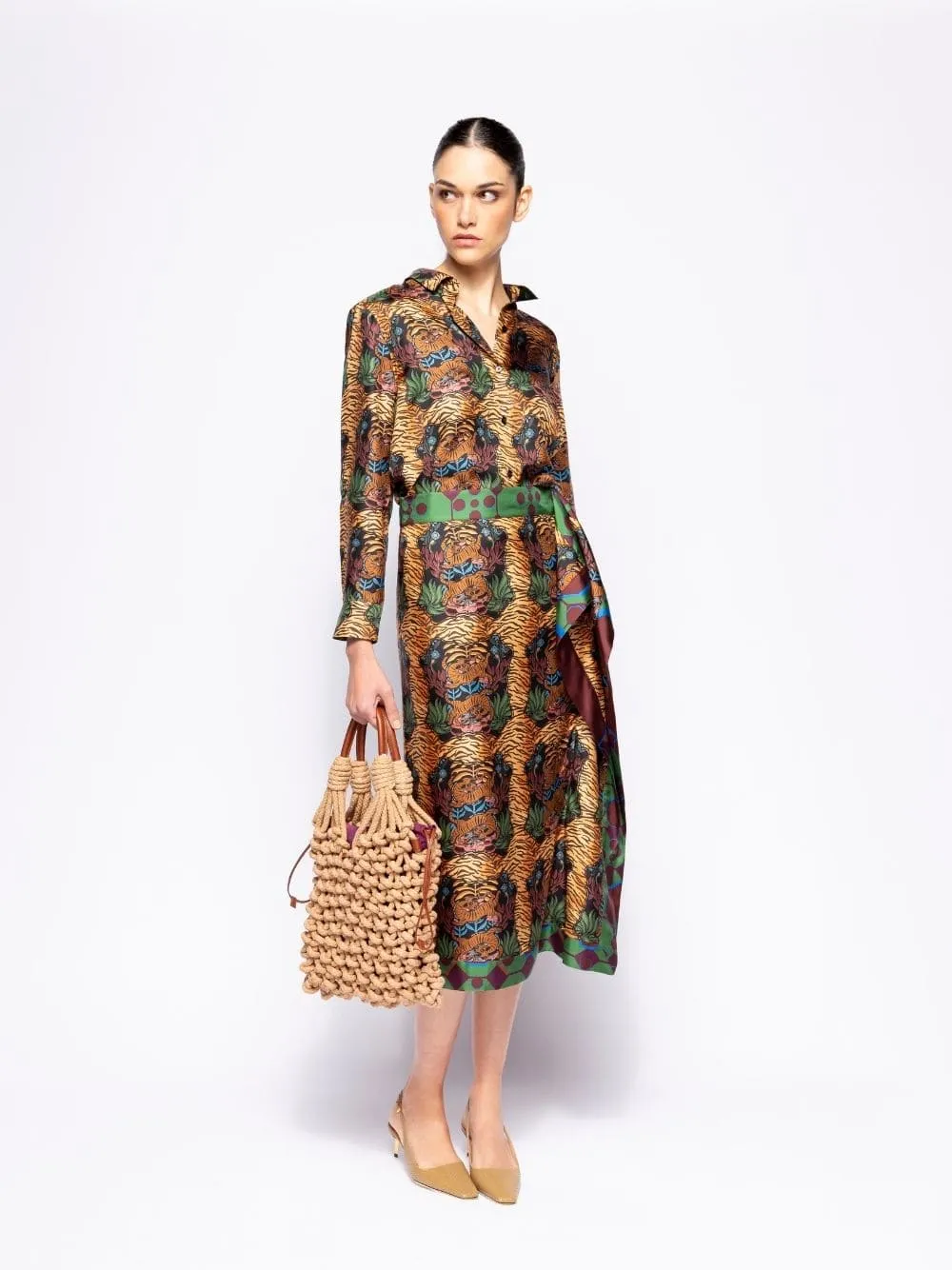 Wisteria Dreamframe Print Wrap Skirt in Double Printed Silk Twill