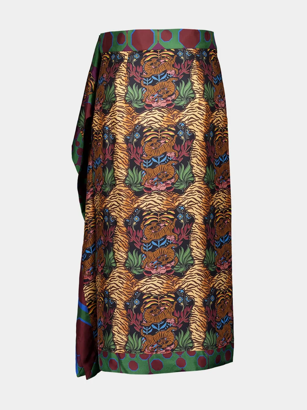 Wisteria Dreamframe Print Wrap Skirt in Double Printed Silk Twill