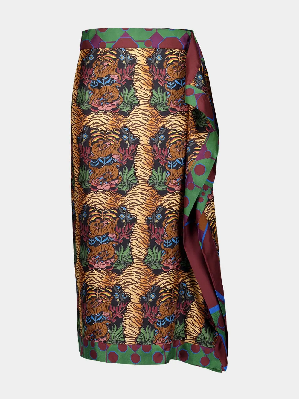 Wisteria Dreamframe Print Wrap Skirt in Double Printed Silk Twill