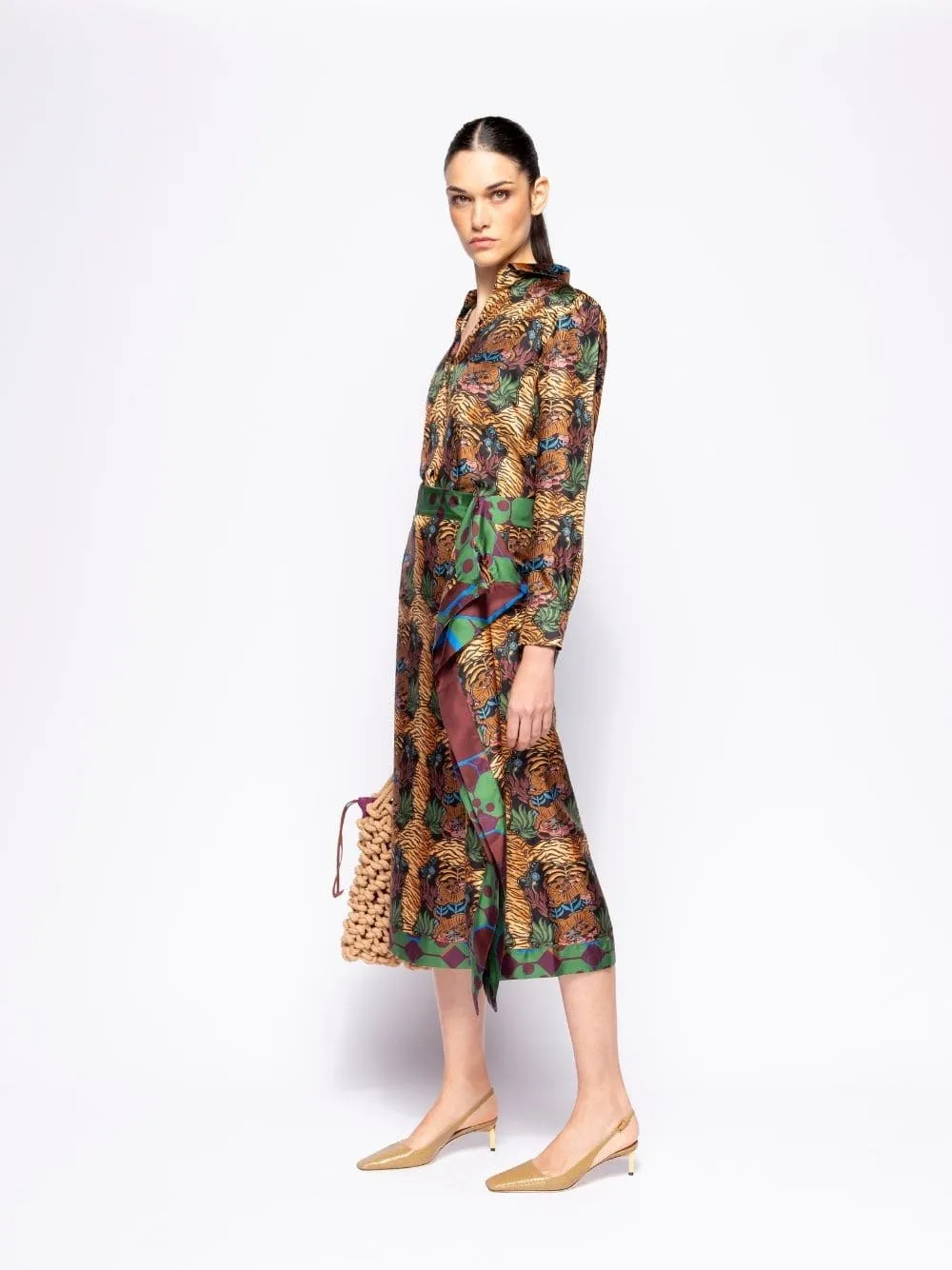 Wisteria Dreamframe Print Wrap Skirt in Double Printed Silk Twill