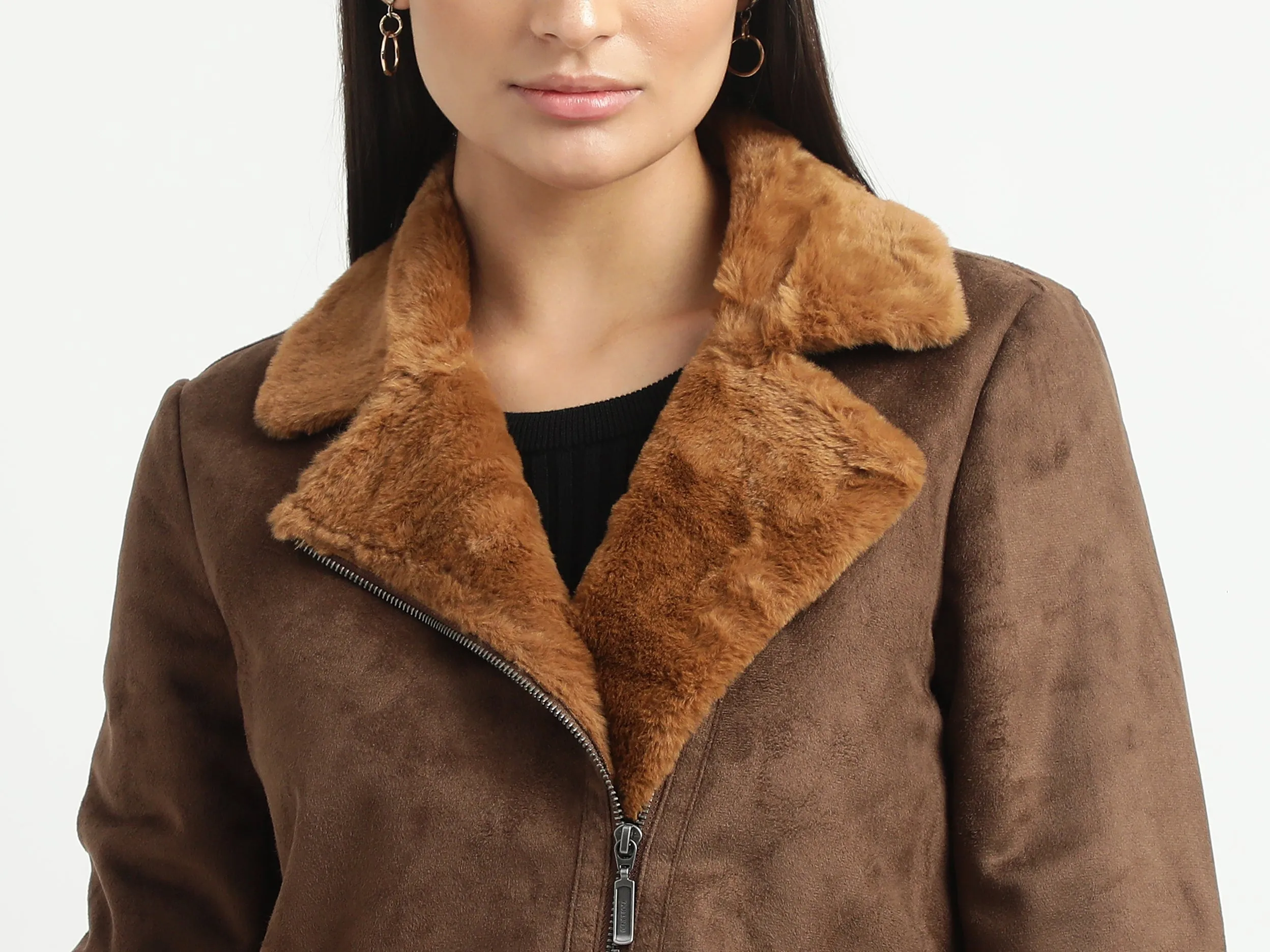 Women Solid Collared Neck Jacket
