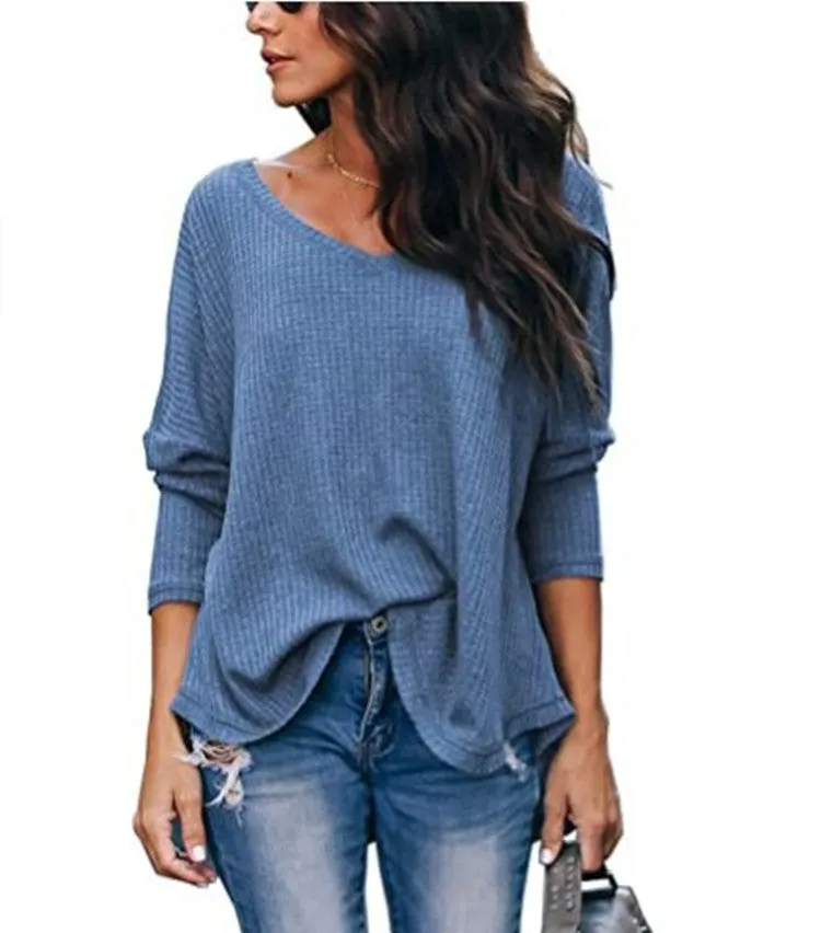 Women's Autumn Loose-fitting V-neck Long-Sleeve Sweater