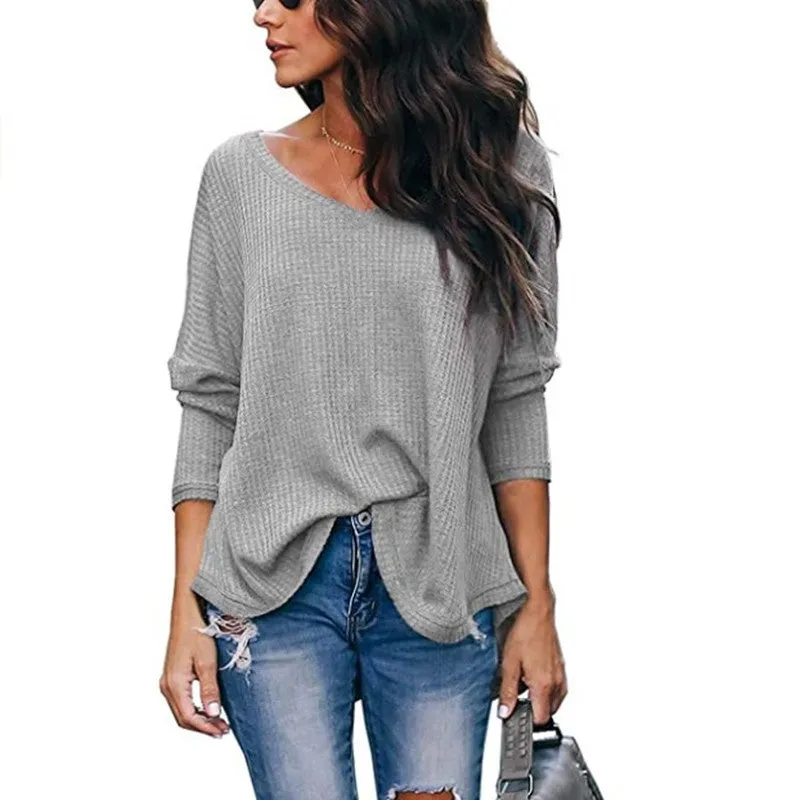 Women's Autumn Loose-fitting V-neck Long-Sleeve Sweater
